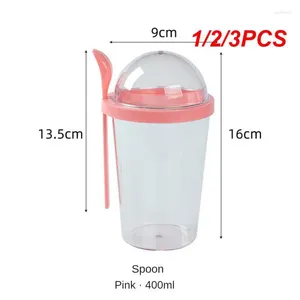 Lagerung Flaschen 1/2/3PCS 400ml Tragbare Frühstück Tassen Haferflocken Müsli Nuss Joghurt Salat Tasse Container Mittagessen Bento Schüssel Flasche Box