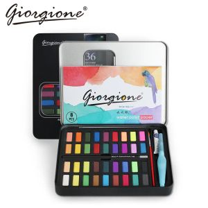 Stichworte Giorgione 36 48 Farben Aquarell-Malset, Metall-Eisen-Box, Tasche, feste Wasserfarbe, Pigmentfarbe zum Zeichnen, Kunstbedarf