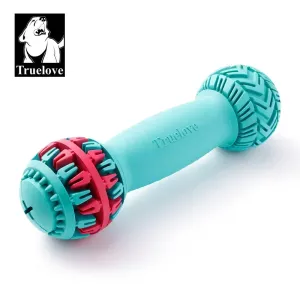 Brinquedos truelove pet super durável à prova de vazamento dispensador de tratamento cão brinquedo haltere alimentador lento iq treinamento jogando dentição cão tlt2606