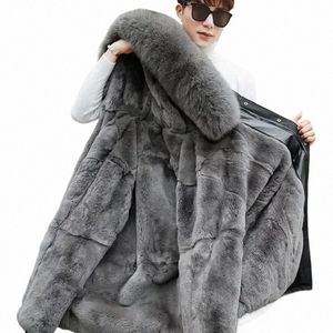 2023 Parker suit men's new fur integrated mid length coat lazy rabbit fox Haining thickened in winter oversize clothing Y5FI#