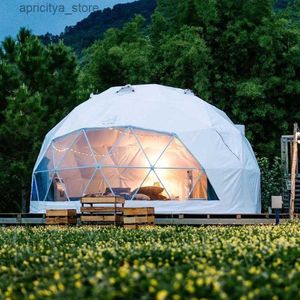 Tendas e abrigos Geodesic Dome Manor Greenhouse Tent Leisure Resort Outdoor Glacier Round Tent Transparent Starry Sky Luxury Hotel Dome24327