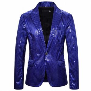 men's Blue Sequin Suit Costume Party Stage Nightclub Shiny Cool Show Blazer Suit Mens DJ Club Stage Party Wedding Clothes P121#
