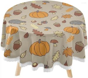 Table Cloth Autumn Pumpkin Circular Lace Cover Washable For Kitchen Party BBQ Dining Decor