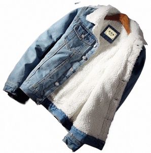 남자 재킷과 코트 트렌디 한 따뜻한 양털 두꺼운 데님 재킷 2019 Winter Fi Mens Jean 재킷 아웃복 남성 카우보이 플러스 크기 6xl p7ev#