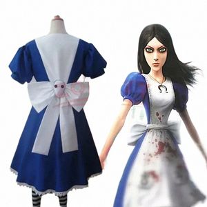 Oyun Alice Madn Cosplay Costume Halen Maid Dres DR DR DR DR Kadınlar için Anime Kızlar Karnavalı Dr UP PARTY X3WB#