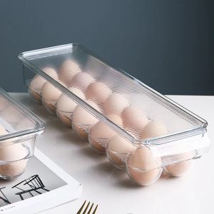 Bins 12/14 Gitter Eierkasten Kühlschrank Behälter Clear Egg Tablett Eier Spender Hochkapazität Stabile Frischwachen -Eier Organisatoren