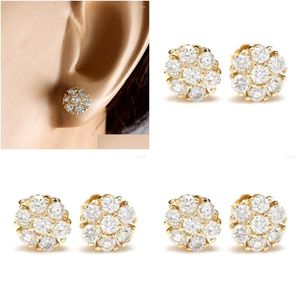 Stud Earrings Luxury Gold Color Brilliant Cubic Zirconia For Women Dainty Small Female Earring Fine Gifts Classic Jewelry Drop Deliver Othtn