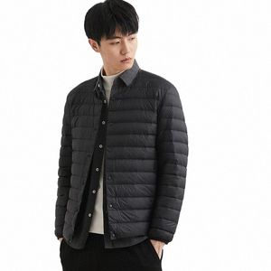 Herren-Daunenjacke, ultraleicht, 90 % weiße Entendaunenjacke, warmes Futter, winddicht, Rundhalsausschnitt, leicht, Mittelschicht-Jacke S7aU #