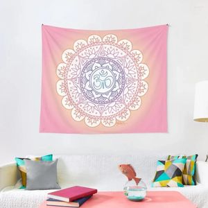 Tapestries Pink Ohm Mandala Design Tapestry Wall Room Decor Aesthetic