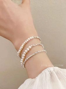 Top designer bracelet Broken Silver Bracelet, Female Pearl, Baroque Pure Silver Bracelet, Light Luxury and Simple Beaded, 2024 New High end Fashion