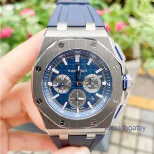 Exklusivt AP Wristwatch Royal Oak Offshore Series 26480Ti Titanium Alloy Blue Dial upphörde Mens Chronograph Fashion Casual Business Sports Watch