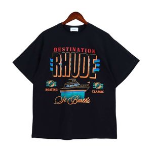 Rhude camiseta designer de qualidade original solto casual t camisa roupas marca em torno do pescoço alta rua manga curta tamanho S-XXL