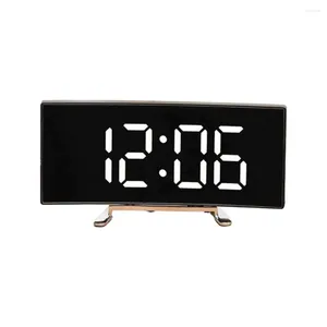 Table Clocks Curved Screen Alarm Clock Led Digital For Bedroom Decor Adjustable Brightness With Display