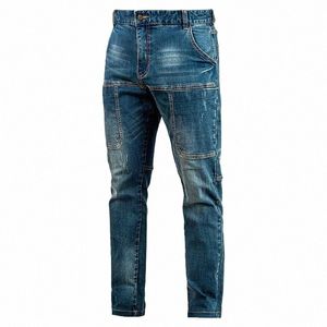 Denim Calças Táticas Homens Militares Resistentes ao Desgaste Respirável Jeans Retos Ao Ar Livre Comutar Multi-bolso Carga Cowboy Calças A5CS #