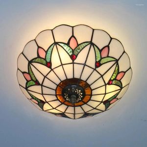 Ceiling Lights Light Vintage Stained Glass Flush Mount Lighting Fixtures Lamps (12 Inch W)