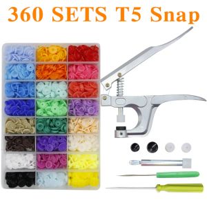 Gravestones U Shape Fastener Snap -tång 360 Set T5 Snap Poppers Plastknappar Kit Snaps Tygknappar DIY Sy- och hantverksverktyg