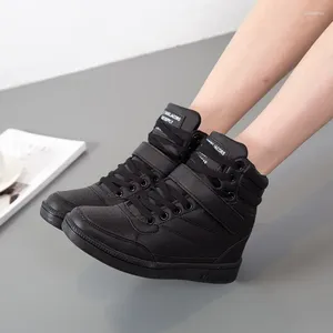 Casual Schuhe Maogu Frühling Frauen Leder Keil Plattform Stiefel Versteckte Ferse High Top Sneaker Für Frau Ankle Boot