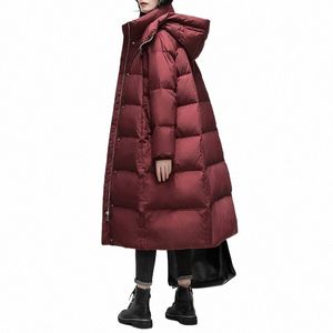 Mulheres 2023 inverno novo coreano solto 90% pato branco para baixo jaquetas engrossar com capuz para baixo casacos quentes casuais lg parka casaco feminino k6dv #