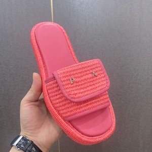 Sandali con tacco e plateau da donna classici Pantofole slip on Scivoli intrecciati in rafia di design Scarpe da spiaggia per esterni Scarpe da donna con patta Scarpe estive per il tempo libero Scarpe casual per ragazze