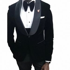 Svart veet bröllop tuxedo män kostymer för prom slim fit brudgum manlig fi kostymjacka väst med byxor jacka+väst+byxor a3gh#