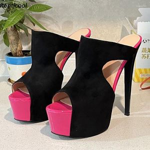 Dress Shoes Ronticool Handmade Women Summer Sandals Slip On Stiletto Heels Peep Toe Pretty Fuchsia Party Ladies US Size 5-20