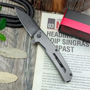 K1404 Stonewashed Assisted Folding Knife 3.07" D2 Blade Stainless Steel Handle Outdoor Hunting Camping Self Defense Tactical Survival EDC Tools 1660 8720 3655 7800