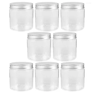 Depolama Şişeleri 8 PCS 250ml Mini Şeffaf Gümüş Alüminyum Kapak Mason Kavanoz Set Şeker Kavanozları Tiny Cover Reçeli Sızdırmazlık Pet Plastik