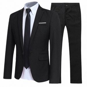 Estilo Britânico dos homens Elegantes Blazers 2 Peças Define Busin Camisa Calças Jaqueta Casaco 3 Ternos Formal Dr Casamento Terno de Luxo X2mH #