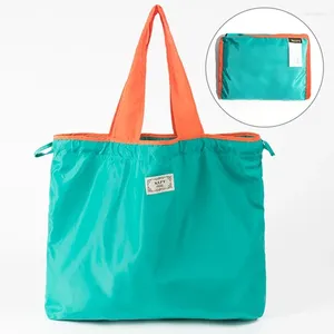 Storage Bags Large Drawstring Eco-friendly Supermarket Shopping Bag Fashion Shoulder Foldable Portable Handbag Grocery Waterproof