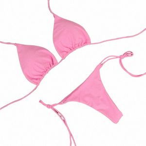 2pcs Sexy Mulheres Verão Swimwear Bikini Set Bra Tie Side G-String Thg Praia e Suit Swimsuit Maiô Terno de Natação t5gf #