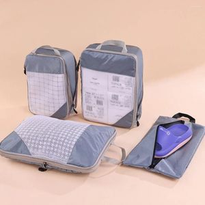 Storage Bags 4Pcs Lightweight Compression Packing Cubes Portable Rectangular Organizers Polyester Durable Carry On Suitcases
