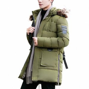 men Parkas Solid Color Hooded Zipper Split Cott Coat Padded Furry Keep Warm Jacket Thicken Zipper Male Outerwear For Cam m9Ro#