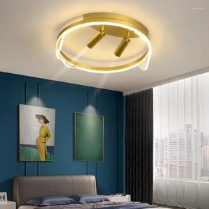 Ceiling Lights YEBMLP Modern Copper Golden Light Interior Round LED Spotlight Top Chandelier Balcony Bedroom Living Room