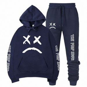 Novos conjuntos de homens e mulheres com capuz e calças de 2 peças Hip Hop Fi Punk Rock Gótico Sweatpants Suits Streetwear Set y2Kk #