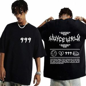Rapper Juice WRLD 999 Print T-skjortor Herrkvinnor Trend Hip Hop Kort ärm T-shirts Summer Fi Vintage Overdimensionerad T-shirt Z3BE#