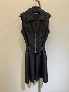 2024 frühling Schwarz/Weiß Revers hals Ärmellose Zipper Frauen Lange Kleid Mit Gürtel Designer High-End-Frauen Runway kleid Vestidos De Festa 32811