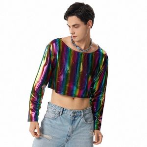 Inderun Cropped Tops 2023 Style amerykański nowe męskie t-shirty element tkaniny Casual Party Pokazuje LG Sleved Camiseta K14K#