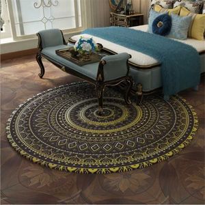 Aovol Vintage Ethnic Wind Bohemian Round Rug Carpets for Living Room Bedroomラグ