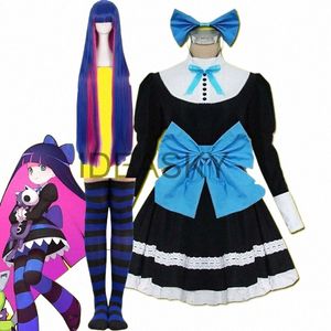 جوارب طويلة تخزين مع Garterbelt Heroine Anarchy Stocking Cosplay Anime Costume Women Lolita Maid Black Dr Wig Suits Q1SL#