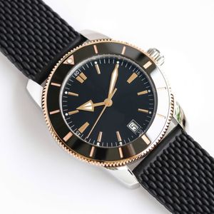 Relógios masculinos relógio de luxo 42mm mostrador preto rosa ouro misturado prata relógio automático pulseira de borracha de aço inoxidável agulhas luminosas wri266s