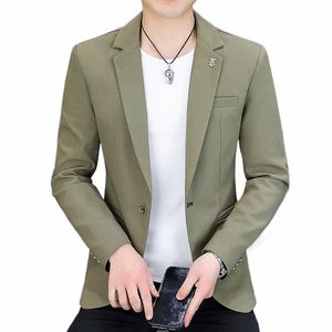 Hoo 2023 masculino nova cor sólida magro-encaixe terno jaqueta juventude única bunda bonito blazer j3or #