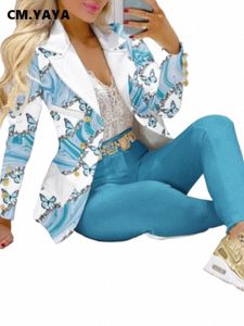 cm.yaya Elegante INS Paisley Butterfly Blazer Terno e Calças Dois Conjunto de 2 Peças para Mulheres 2022 Outono Inverno Street Outfit Treino Z4IU #