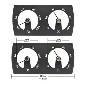 Messgeräte aus Aluminiumlegierung, Thermometer, Hygrometer, Küchenwerkzeug, Wanduhr, Saunaraum-Zubehör, schwarz-weißes Hohlmetall-Aluminium