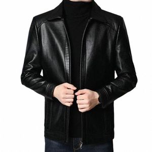 faux Leather Jacket Men's Faux Leather Motorcycle Jacket with Stand Collar Zipper Neck Protecti Thick Warm Windproof for Cool Y8Oc#