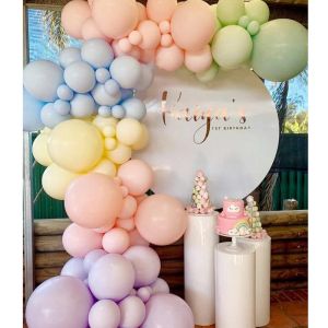 Album Multicolor Pastell Balloons Garland Arch Kit Rainbow Kids Birthday Party Balloon Bakgrund Bröllopsdekoration Baby Shower Baptism