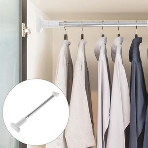 Shower Curtains Hanger Rod Clothing Black Curtain Clothes Drying Tension Wardrobe Stainless Steel Extendable Rail Bar