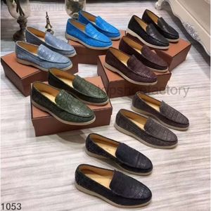 Loro Pianaa Klavier Walk Leder Kleider Stein Nubuck Schuhe Schuhe Luxus LP Mens Designer männliche Wohnungen Freizeit Fahrschuh Formal Plus Size 45 46