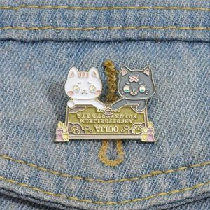 Ouija gato esmalte pinos broches personalizados números letras inglesas lapela emblemas animal adivinhação jóias presente para amigos