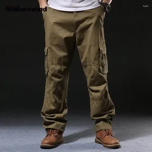 Herrenhose Frühling Herbst Cargo Herren Outdoor Casual Gerade Viele Taschen Arbeitskleidung Hose Große Größe 29-44 Baumwolle Weites Bein