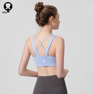 LL Roupas de ginástica femininas, roupas íntimas, sutiã de ioga, regatas, suporte leve, sutiã esportivo, lingerie de fitness, sutiã de treino respirável, costas em U, colete sexy com copas removíveis